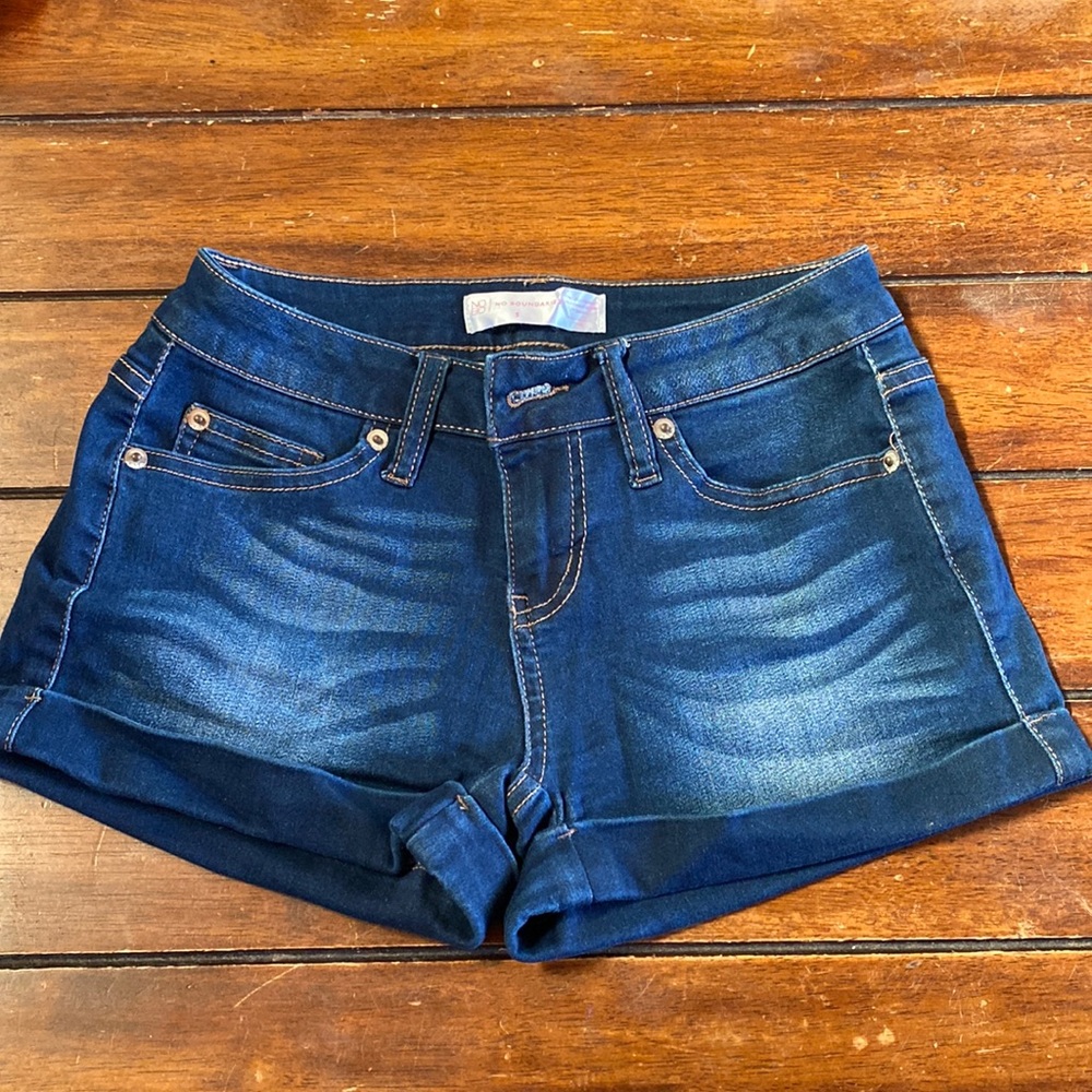 Cuffed Stretchy “Denim” Shorts